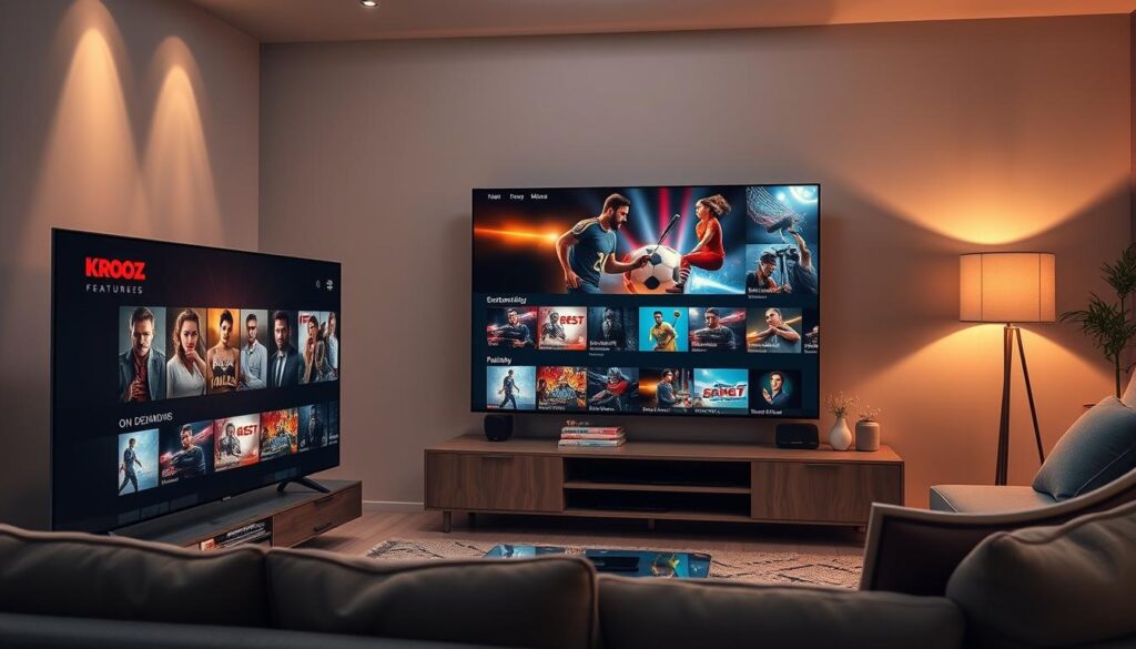 features of Krooz IPTV with live tv channels, on-demand content, and high definition streaming